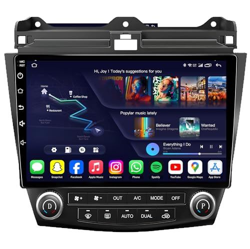 [4+64G] Car Radio Stereo for Honda Accord 2003-2007: Upgrade 1280 * 800 HD Touchscreen Bluetooth5.4 FM 32EQ Wireless CarPlay Android Auto 5GWIFI GPS SWC