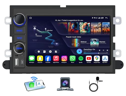 [4Core + 64G ROM] Car Radio Stereo for Ford F150 2004-2008: 7" Touch Screen Head Unit with Wireless Carplay Android Auto Bluetooth 5G-WiFi GPS RDS EQ HiFi FM Mirror Link SWC Backup Camera
