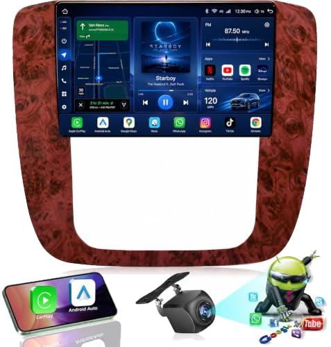 8Core 4+64GB Android 15 Radio for 2007-2013 Chevy Tahoe Suburban: Silverado GMC Yukon: 9" 1280 * 800P IPS Touchscreen Wireless CarPlay Android Auto FM/AM/DSP 5G WiFi Bluetooth GPS Backup Camera SWC